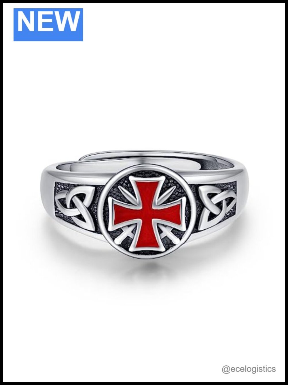 Sterling Silver Knights Templar Cross Ring Adjustable Vintage Amulet